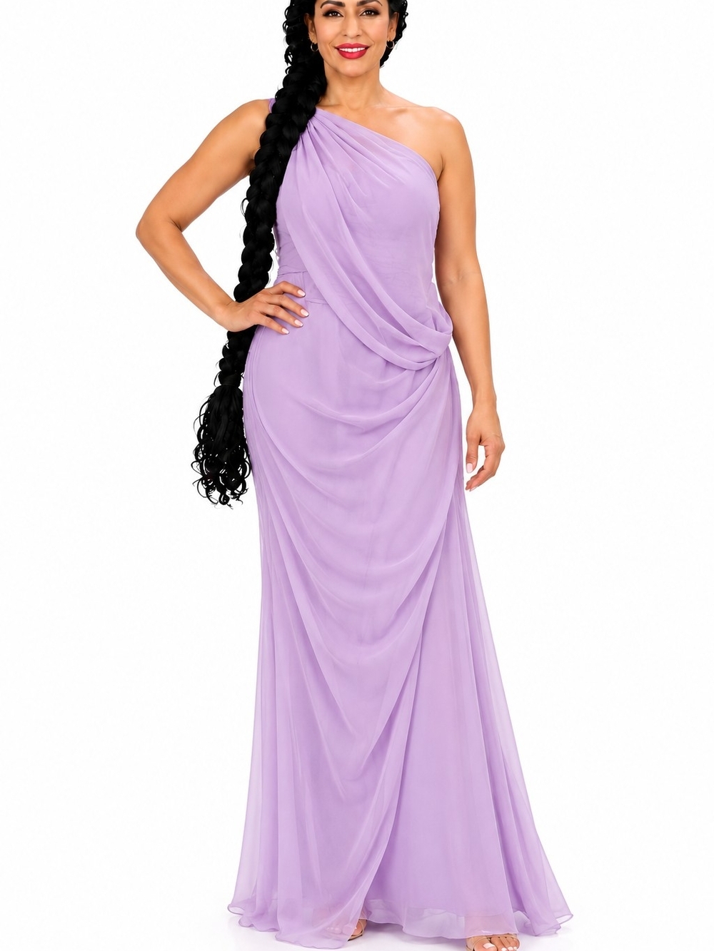 One-Shoulder Lilac Evening Gown Size 8 New No Tag